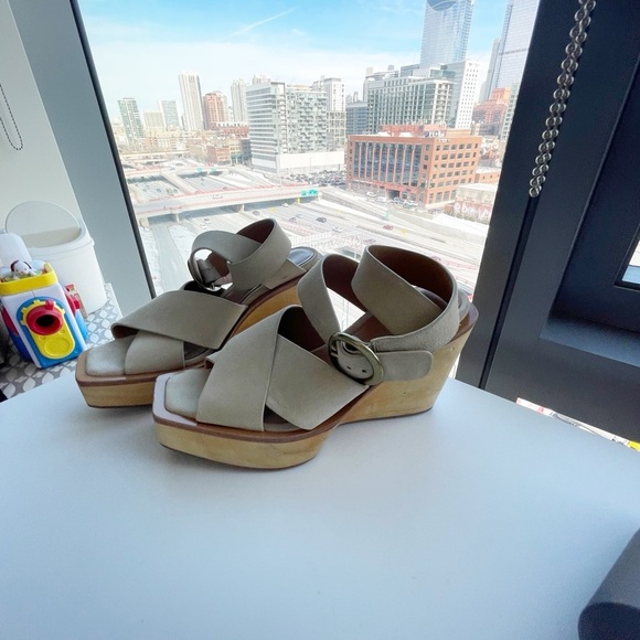 Rag and Bone Santiago Leather Chunky Wedge Platform Boho Heel Sandals Size - Picture 4 of 6